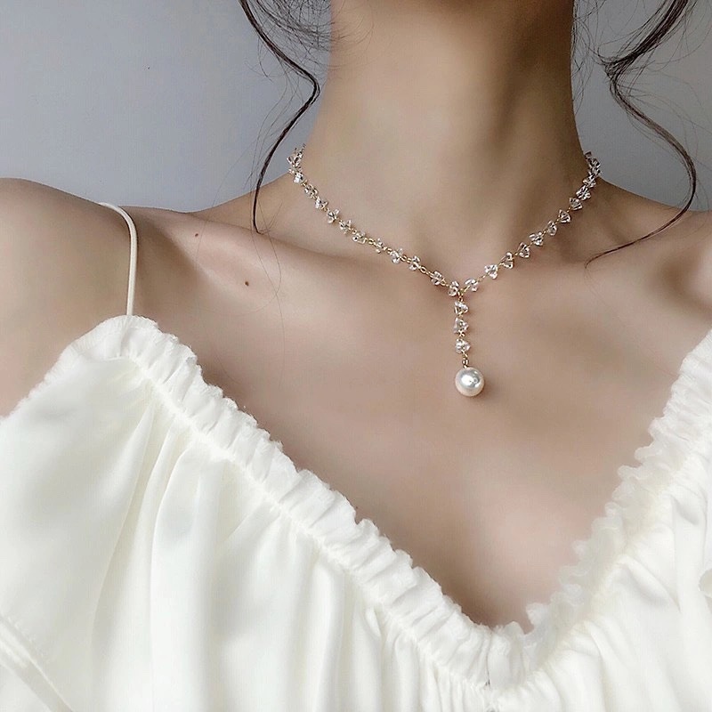 In Crystal Pearl kalung wanita kalung temperamen populer Net merah kalung peri liontin leher aksesor