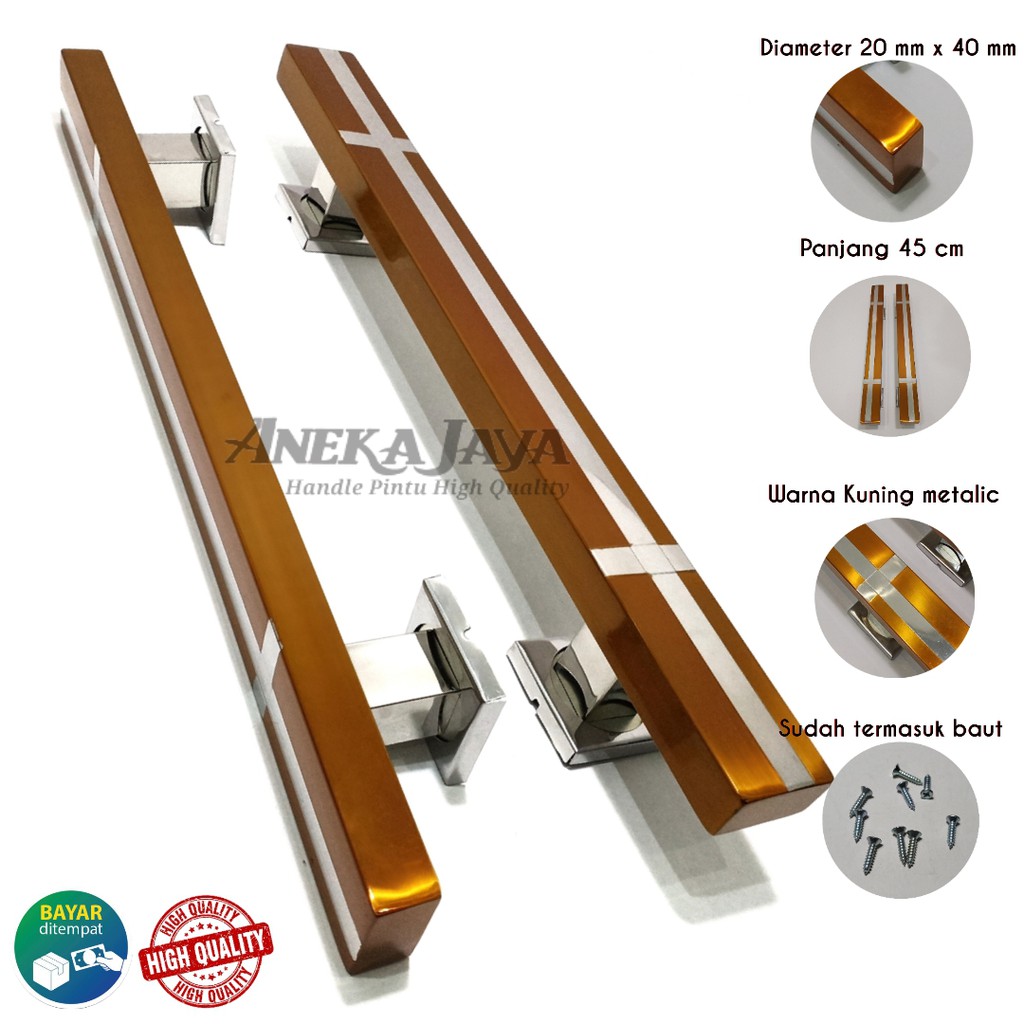 Handle Pintu rumah 45 cm Tarikan Pintu Pegangan Pintu rumah minimalis kuning emas stainlees steel