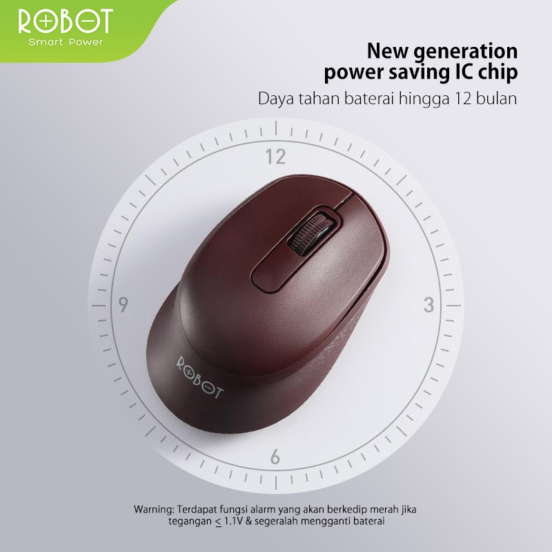 ROBOT M312 2.4G Wireless Mouse Silent Key 1600DPI 500Hz - Garansi Resmi 1 Tahun