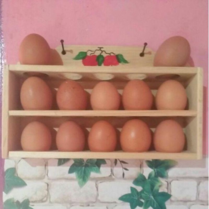 Rak telur tingkat 3 Rak telur susun kayu
