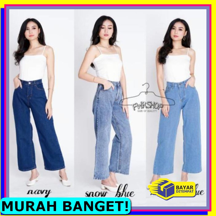 Gyka Baggy Kulot Pensil Hitam Jeans Levis Highwaist Panjang Polos FG137 Fwr - Celana Kulot Boyfriend