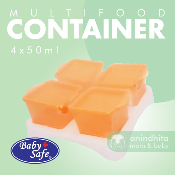 Babysafe Multifood Container 4x50ml + 1 Tray Baby Cubes Freezer Cup MPASI