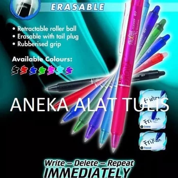 

Terlaris Erasable Ballpoint pulpen Pen Pilot Frixion 0.5 / 0.7 mm clicker cetek - Hijau Keren