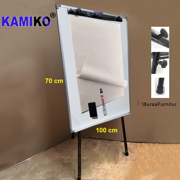 

TERBARU Flipchart KAMIKO Ukuran 70 cm x 100 cm Spidol Hapusan Kertas