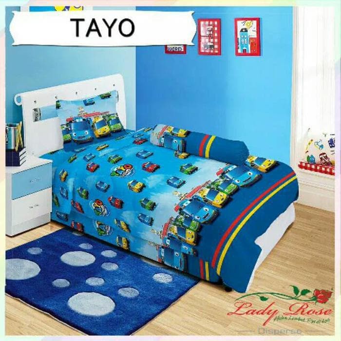 Sprei 120x200 LADY ROSE motif Robocar Poli Mario bros Kereta Snow time Bus Dawson Veranda Vania Monstera - Single 120 SP anak