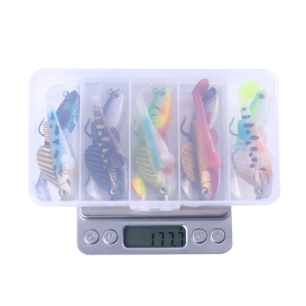 HENGJIA 10PCS/Box Soft Lure SwimBait Lure Umpan Mancing Soft Plastic Lure 7cm/14g Set For Fishing Lure 8CM/10g