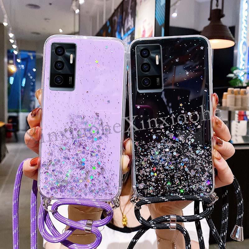 Case Tali Nagita Vivo V23E V23 5G Y15S Y01 Lanyard Glitter Gantungan