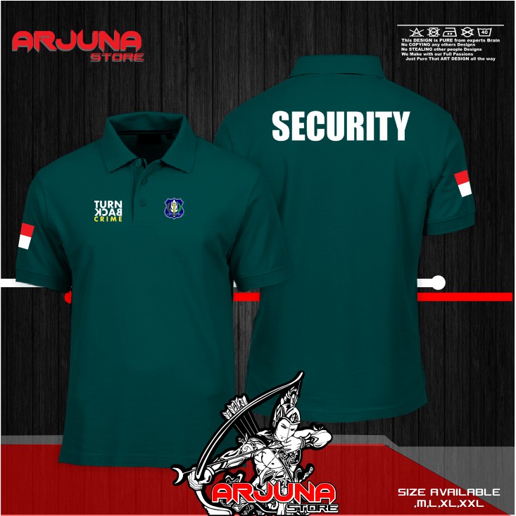  KAOS  POLO  POLO  SHIRT SECURITY TURN BACK CRIME  BEST 