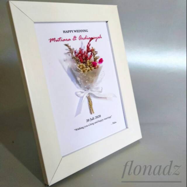 PROMO !! DRIED FLOWER IN FRAME / FRAME WEDDING / KADO ANNIVERSARY / KADO PERNIKAHAN