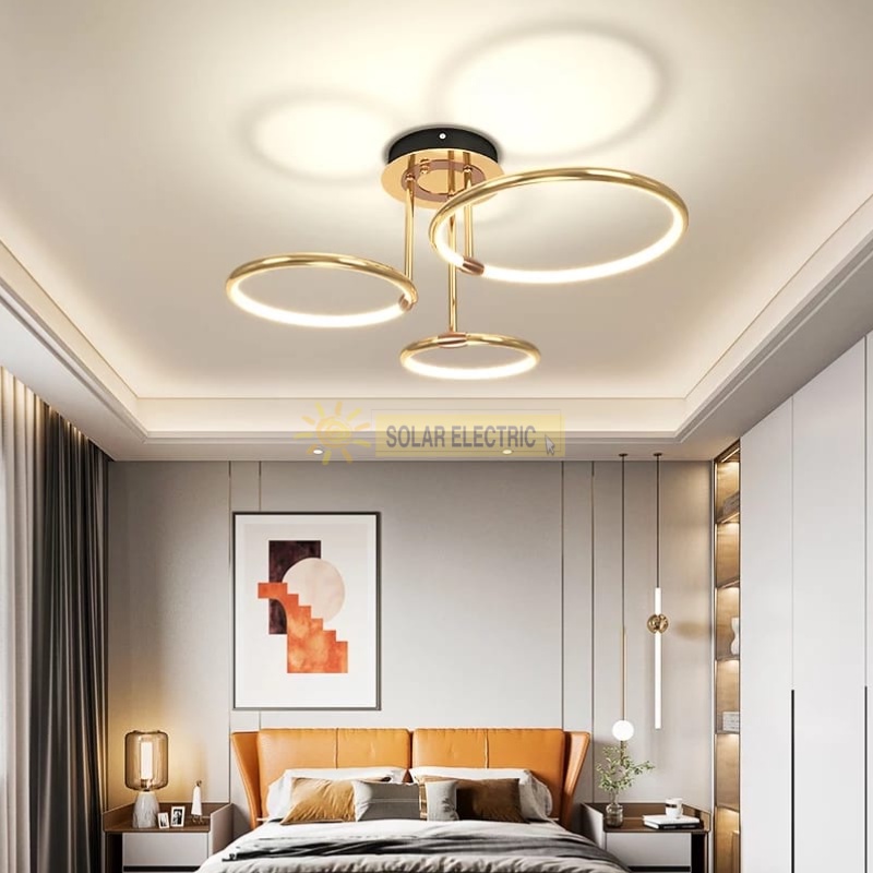 Lampu Gantung Hias Luxury Premium Minimalis Modern Aesthetic Estetik 3 / 4 / 6 Ring Pendant Ceiling LED - Gold Mewah