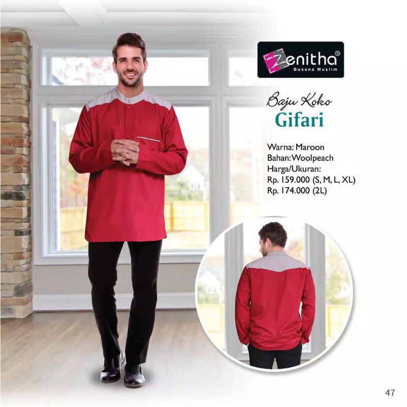 BAJU KOKO LENGAN PANJANG ZENITHA GIFARI MAROON