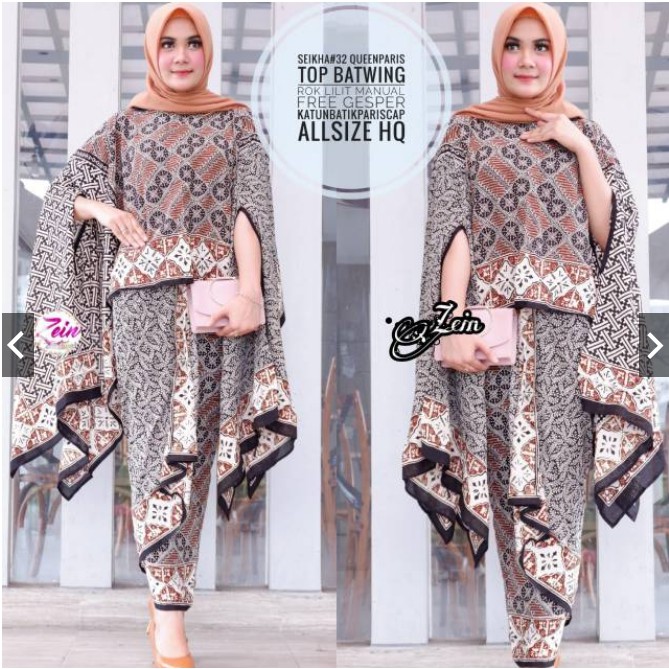Set batik set kebaya modern Seikha #32 queen paris ORI ZEIN katun batik paris kebaya lilit unik