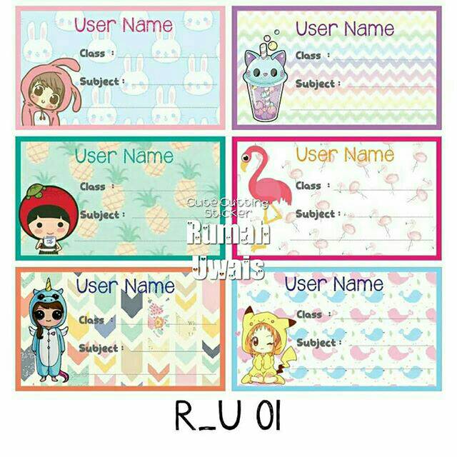 Sticker nama /sticker waterproof / label nama / label buku / sticker