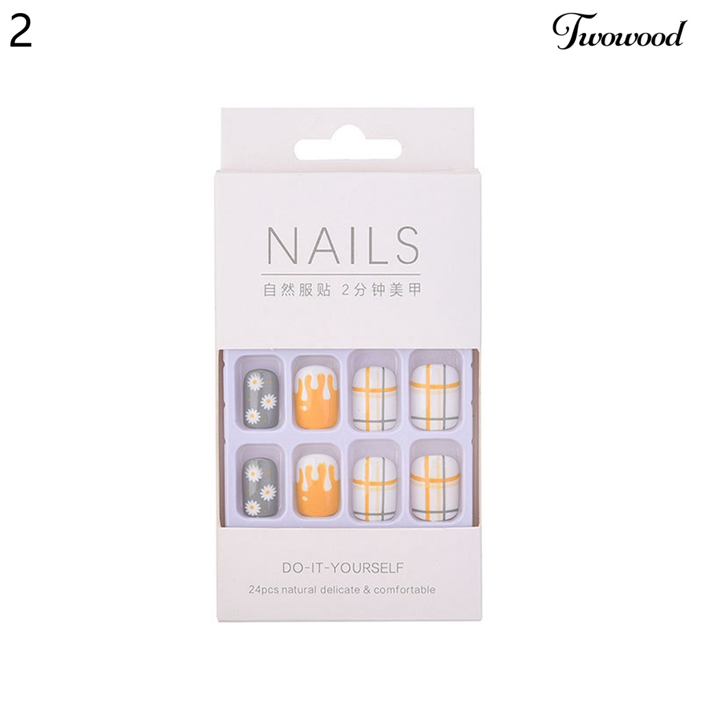 Twowood 1 Set Kuku Palsu Bahan Resin Untuk Nail Art