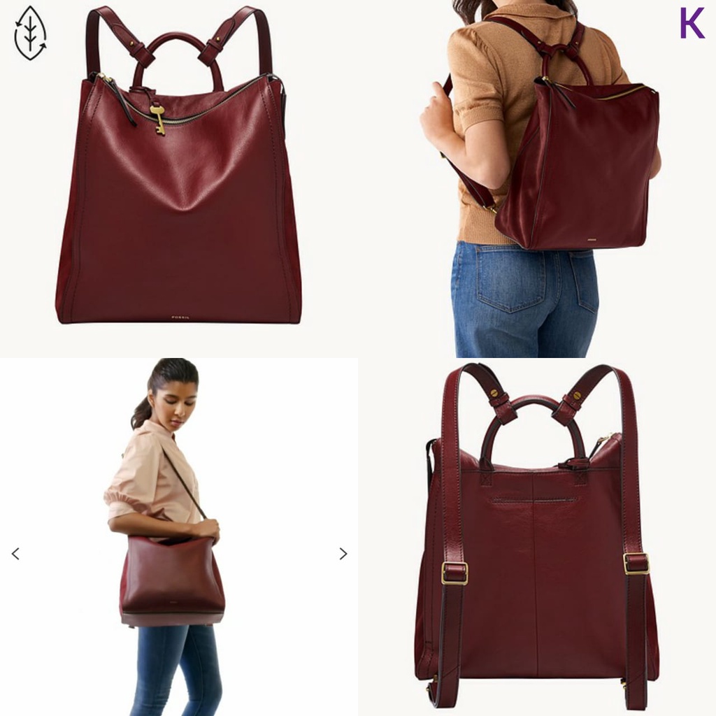 TasFossilOriginalParkerConvertibleBackpack/CrossbodyBagWineNWT