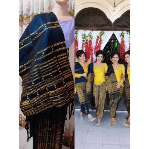 ready pucca bunga navy gold songket tarutung sarung tarutung tenunan tangan asli tarutung setelan ro