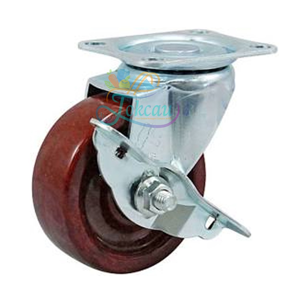 Roda Caster Troli / Trolly Pneulic Tahan Panas 3 Inch Rem ( Kunci ) HAMMER