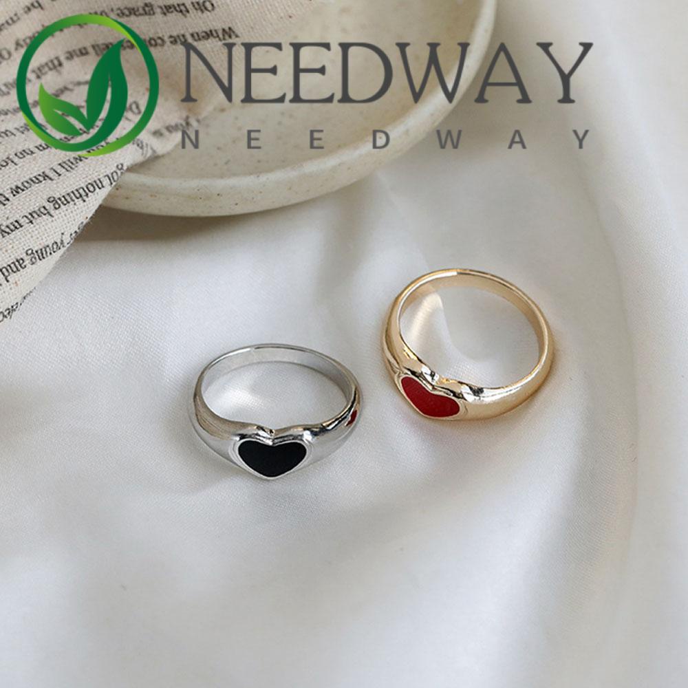 Needway  Gifts Rings 2021 New Party Jewelry Couple Ring Wedding Punk Gold Color Women Girls Simple Romantic Finger Ring/Multicolor