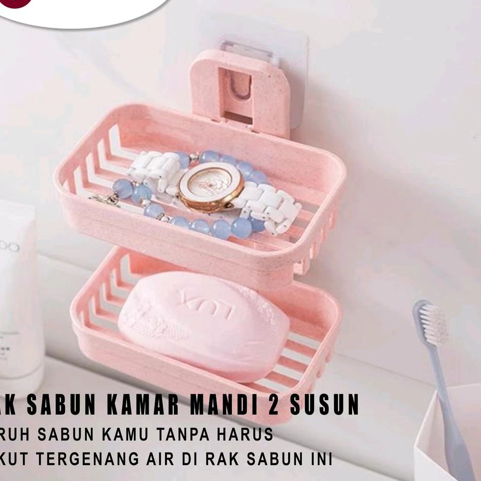 Tempat Sabun Batang Rak Sambung Dua Tingkat Alat Letak Sabun Dapur Kamar Mandi bahan plastik