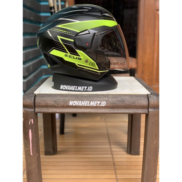 ZEUS 611 TECHNO GREEN SIZE XL HELM HALFACE SECOND BEKAS MURAH