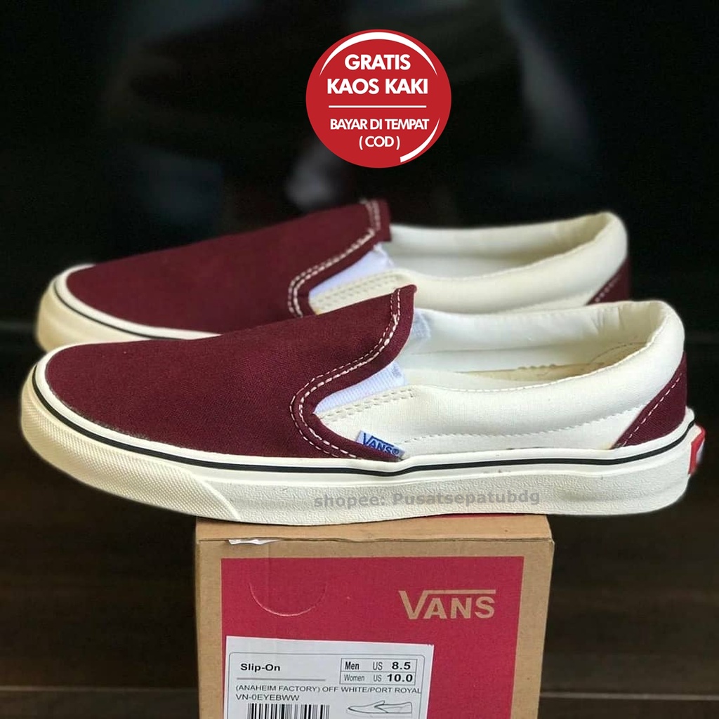 Obral 100% Premium Vans Slip On Portroyale Off White