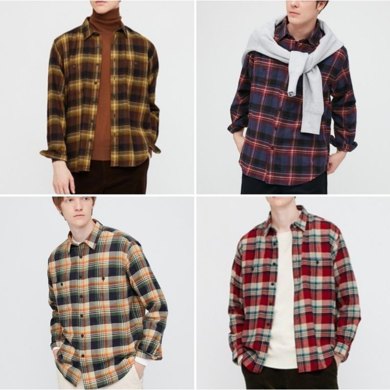 Flannel kotak uniqlo  man Shopee Indonesia