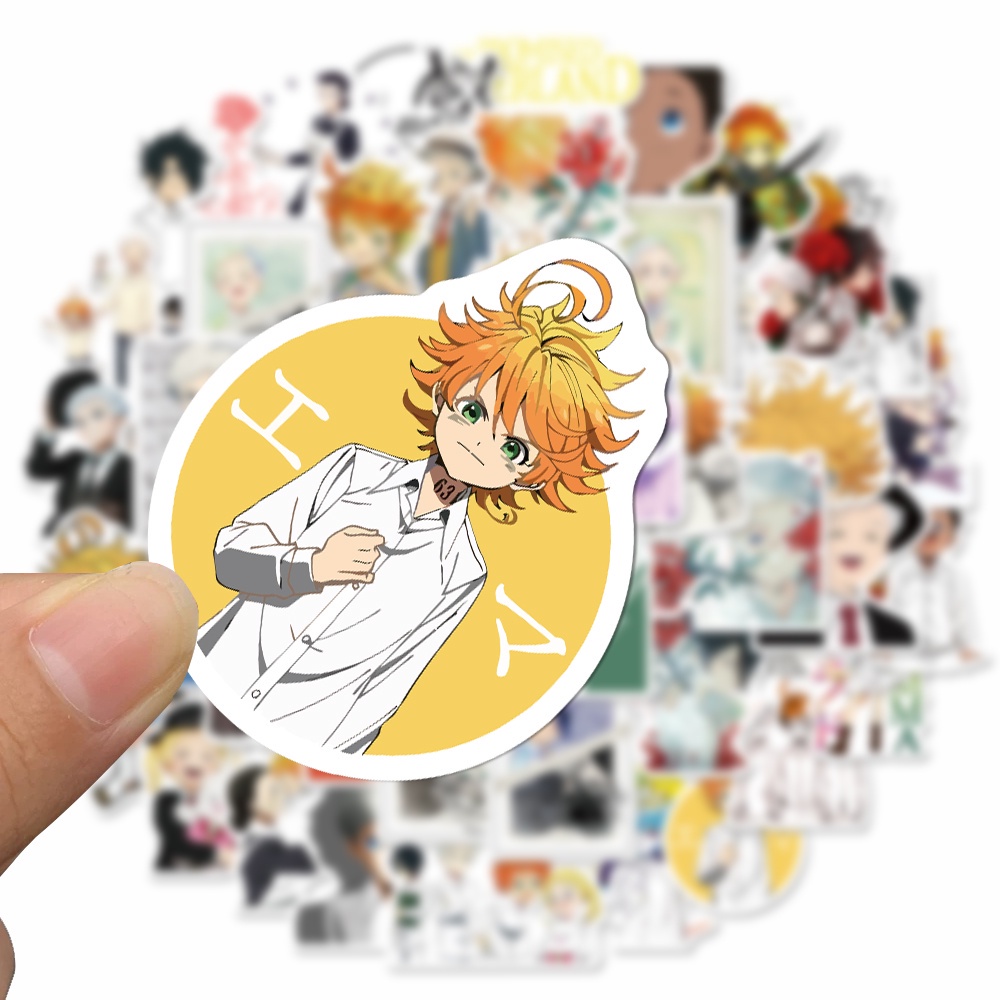 50 Lembar Stiker Desain Kartun Anime The Promised Neverland Anti Air Untuk Laptop