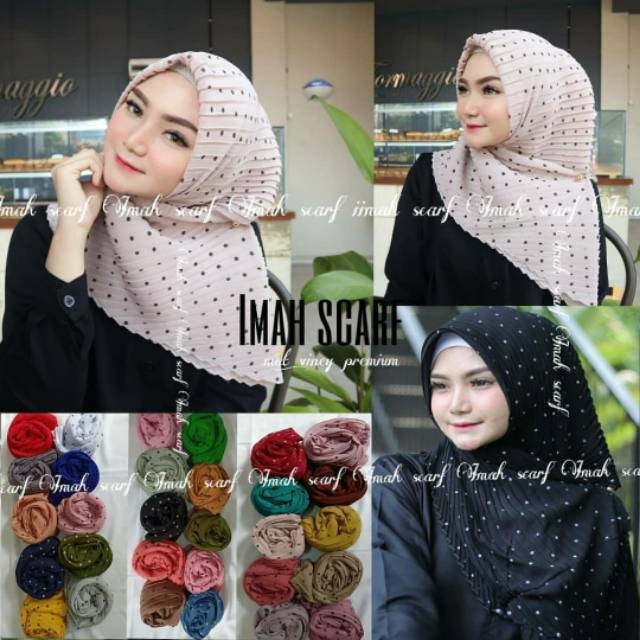 Segi empat plisket motif polkadot mini