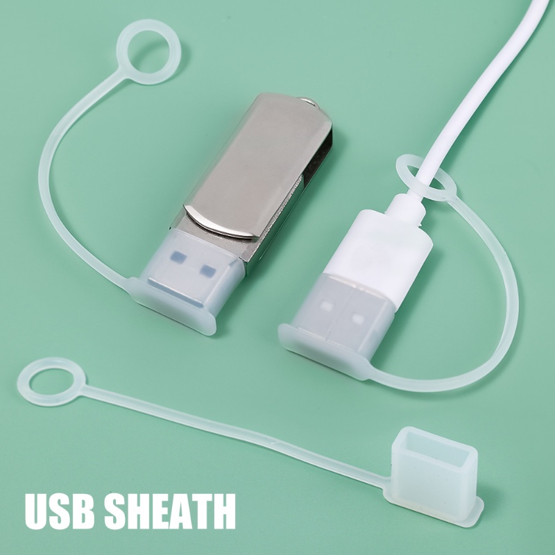 1 / 5Pcs Dust Plug Pelindung Kabel Data / Charger USB-A Dengan Tali