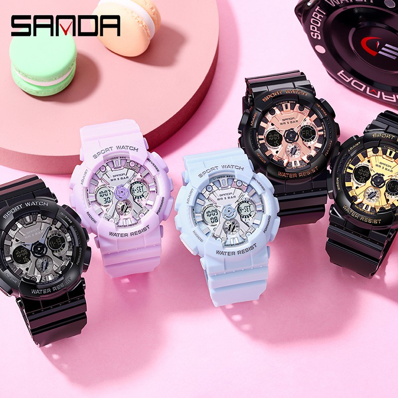 SANDA 6033 Jam Tangan Pria Digital Analog Tali Rubber Chronograph Anti Air WATCHKITE WKOS