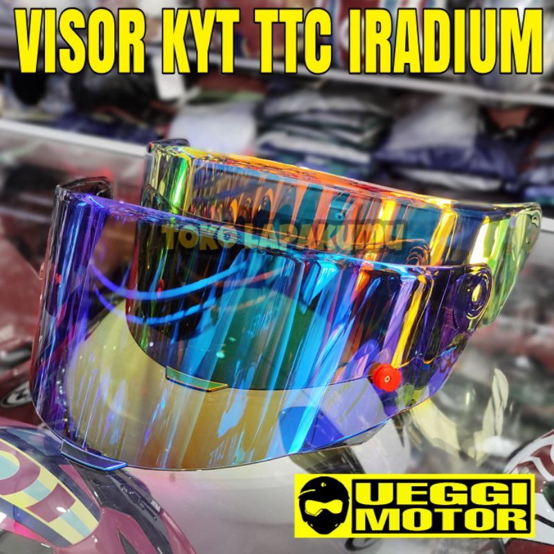 kaca visor flat  kyt tt course iridium blue/iridium silver/iridium red Whine Hitam Bening