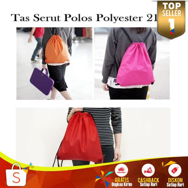 Tas Serut Polos Polyester BP22 Tas Backpack Serut Korea Style Kanvas Serut Keren Sekolah Kuliah Unik