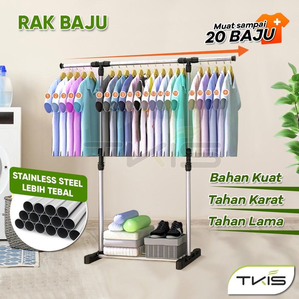 Stand Hanger Single Rak Baju stainless Dekorasi Rumah Tangga Gantungan Baju