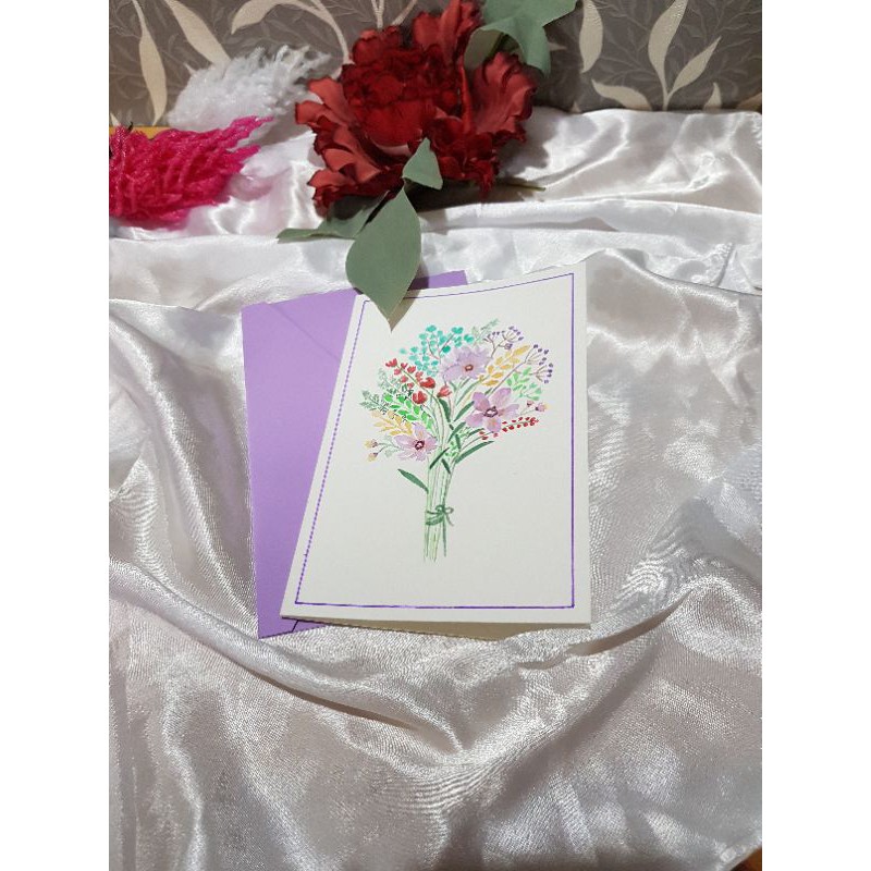 Kartu Ucapan Flower kosongan custom Greetings Card Handmade