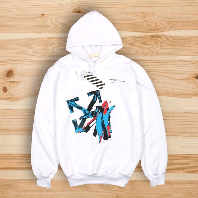 off white brush paint hoodie