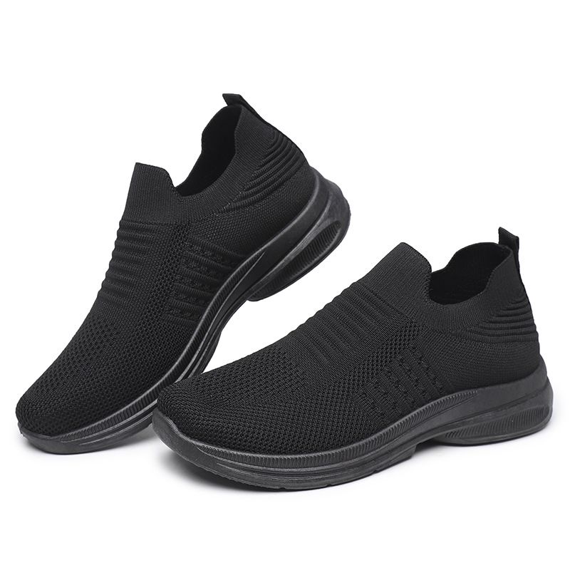 [GROSIR][COD] SEVEN_DAY SEPATU RAJUT SLIP ON WANITA OLAHRAGA TANPA TALI SPORT SHOES HITAM A-6613