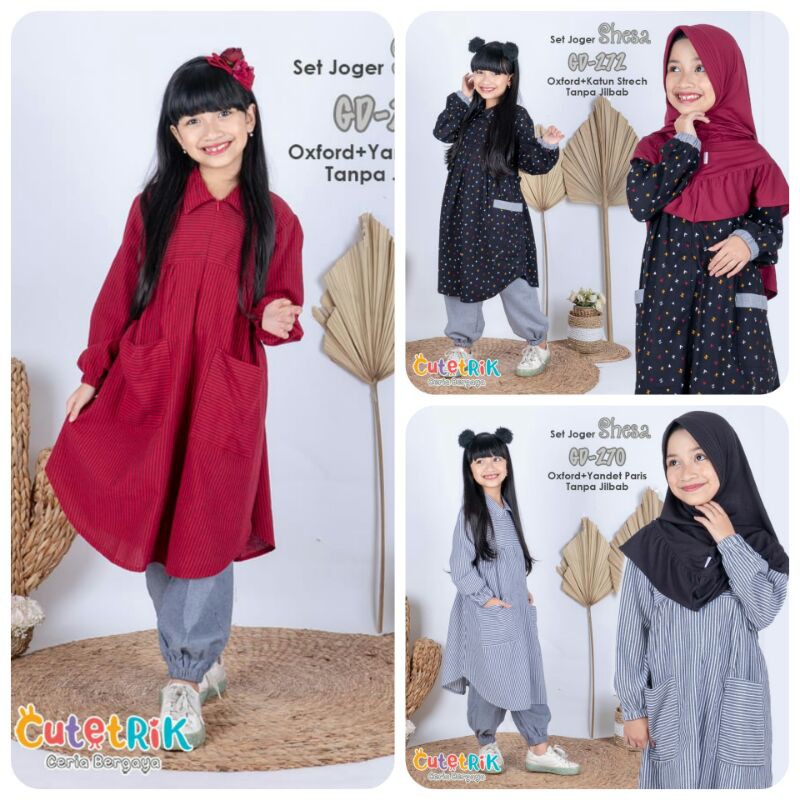 Setelan celana shesa cutetrik anak perempuan usia 7-10th