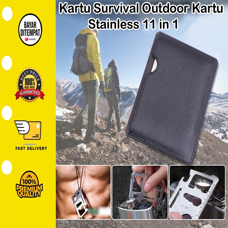 [BISA COD] Kartu Survival Outdoor Kartu Multifungsi Stainless 11 in 1 Survival Kit Tool Card