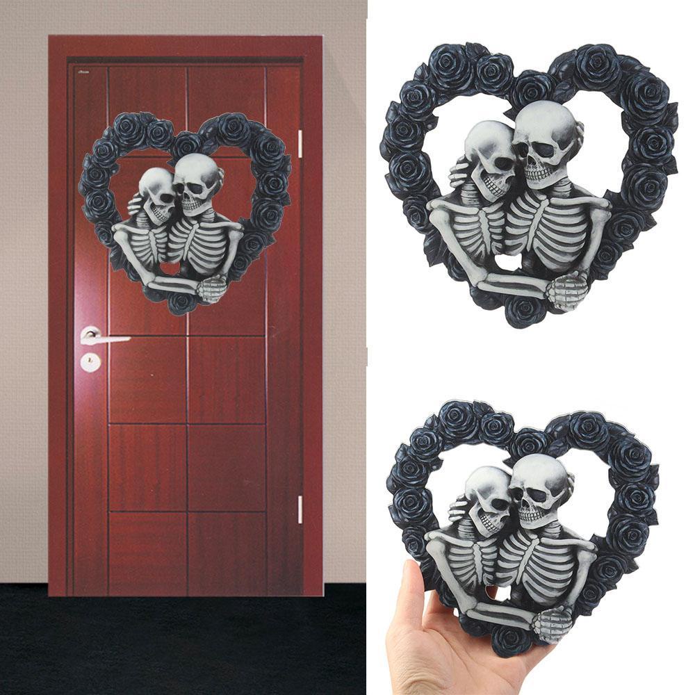 R-flower Skull Nomor Rumah Perlengkapan Pesta Dekorasi Pintu Mawar Berbentuk Hati