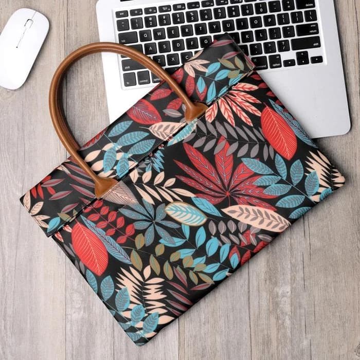 Tas Laptop Softcase Jinjing Macbook Forest Leaves Printed 15 16 inch