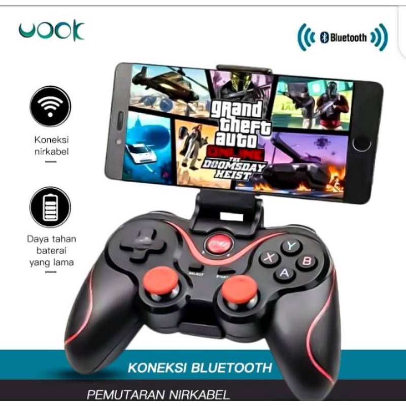 (COD) X3/T3 Gamepad Joystick Bluetooth Plus Holder HP - X3 Wireless Controller / Stick Gaming Hp / G