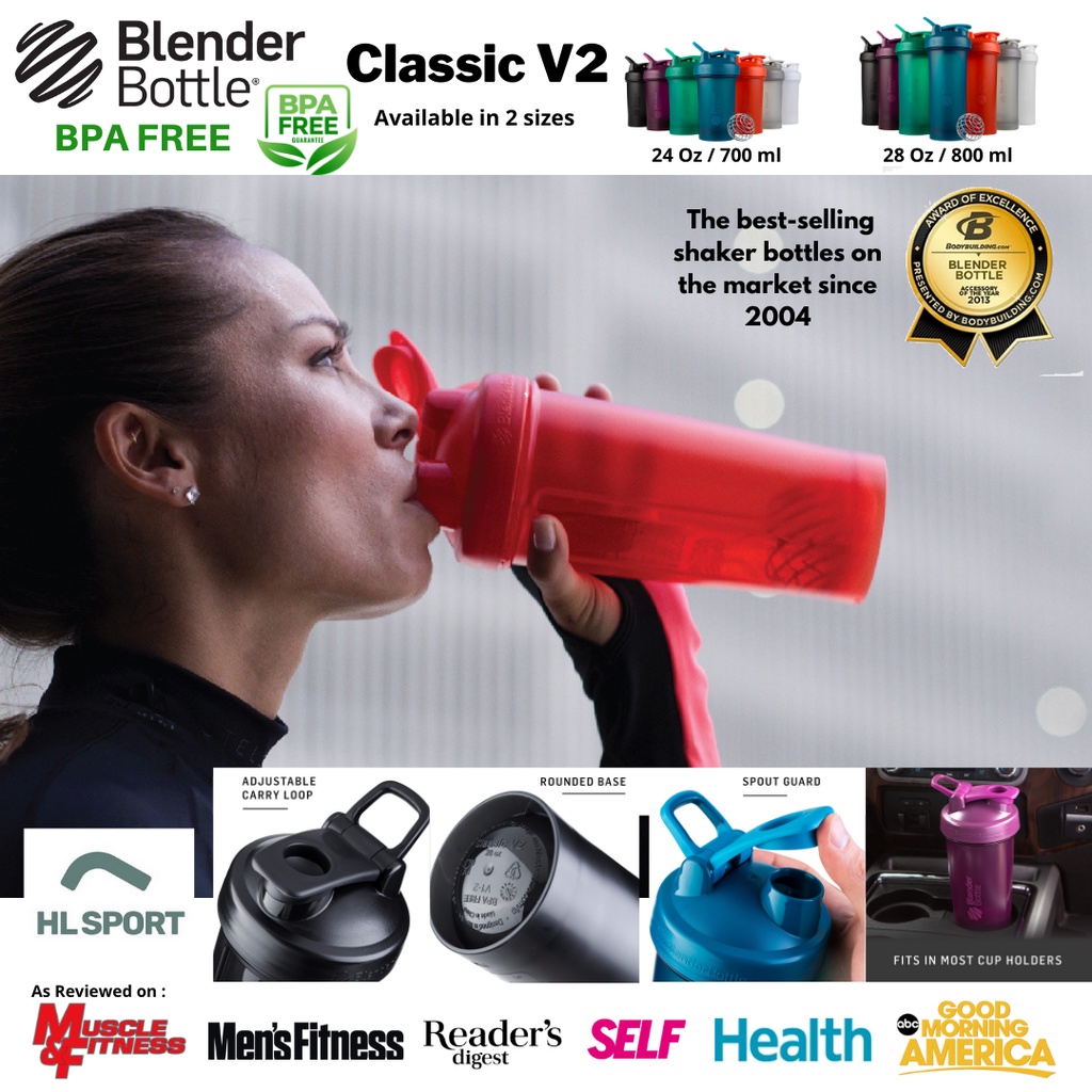 BlenderBottle Classic V2 Shaker Bottle Perfect for Protein Gym Fitness Blender Bottle