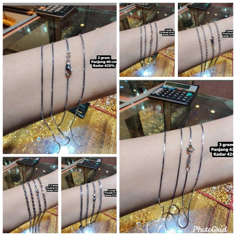 Kalung emas putih 2 gram kadar 375/420%