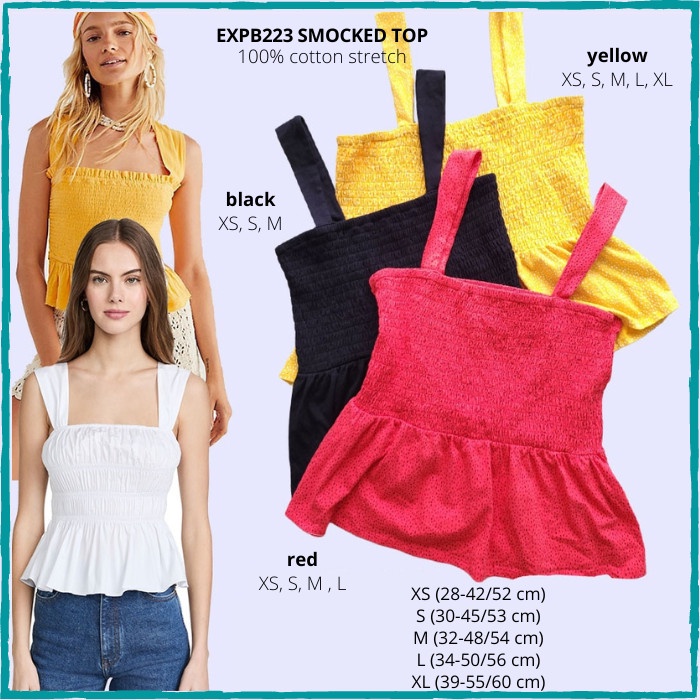 Tanktop Wanita Murah Express 223 Smocked Top Black/Red