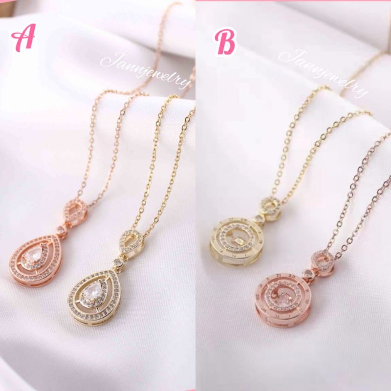 kalung titanium Fashion korea import zircon stone