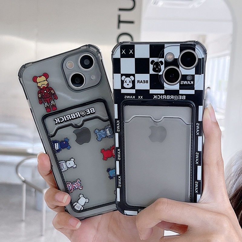 Soft Case Transparan Motif Kotak-Kotak Hitam Putih Untuk iPhone 12 13 Pro Max 11 X XR XSMAX