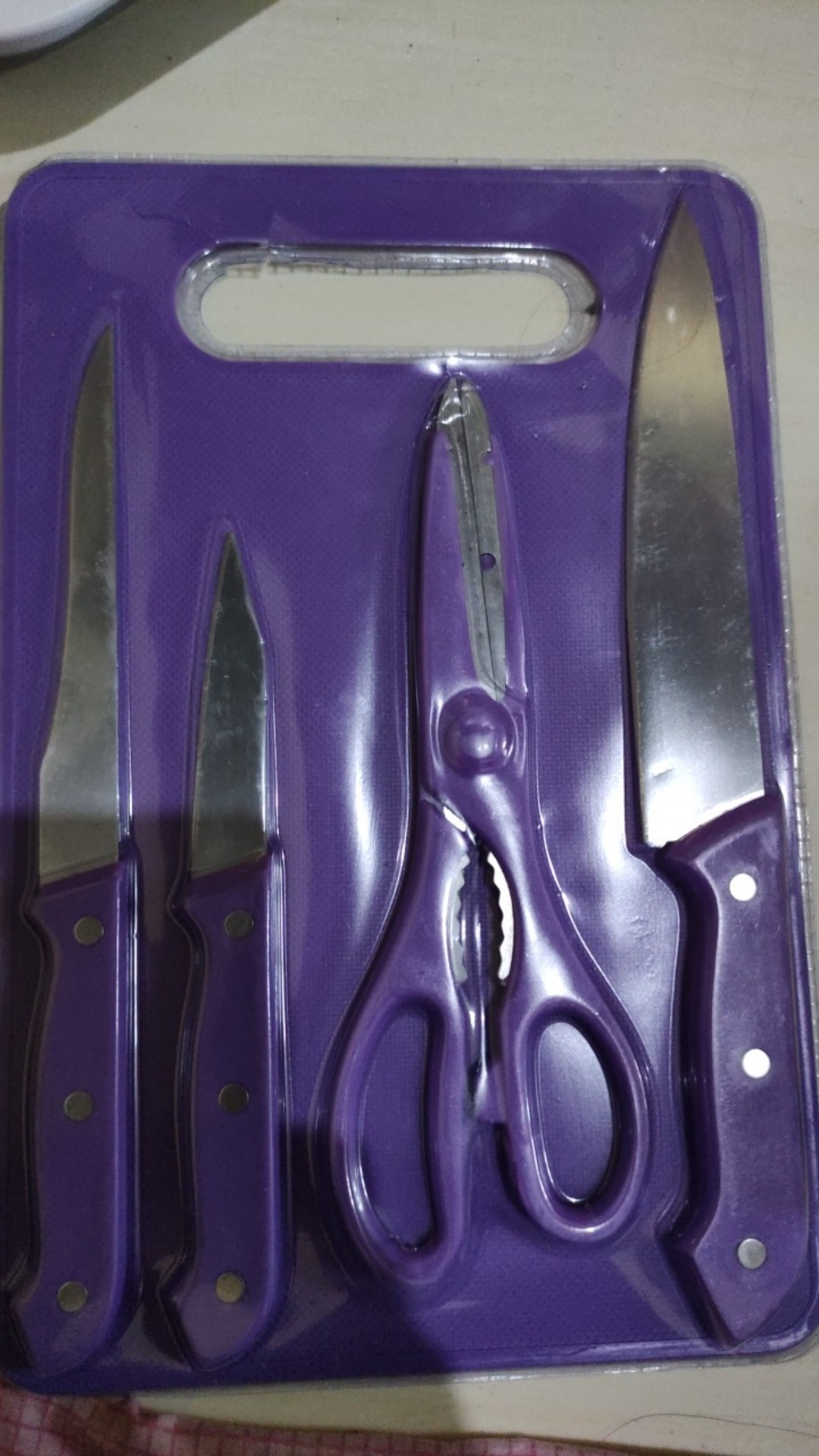 Pisau Set Talenan 5in1/pisau Dapur Anti Karat Pisau Daging Buah Sayur
