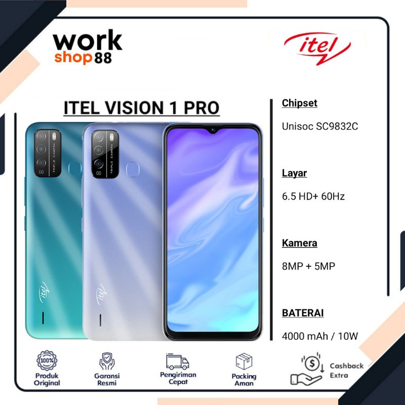 Produk Baru - Hp Itel Vision 1 Pro - Ram 3GB + Rom 32GB - New Original -Garansi Resmi Nasional - War