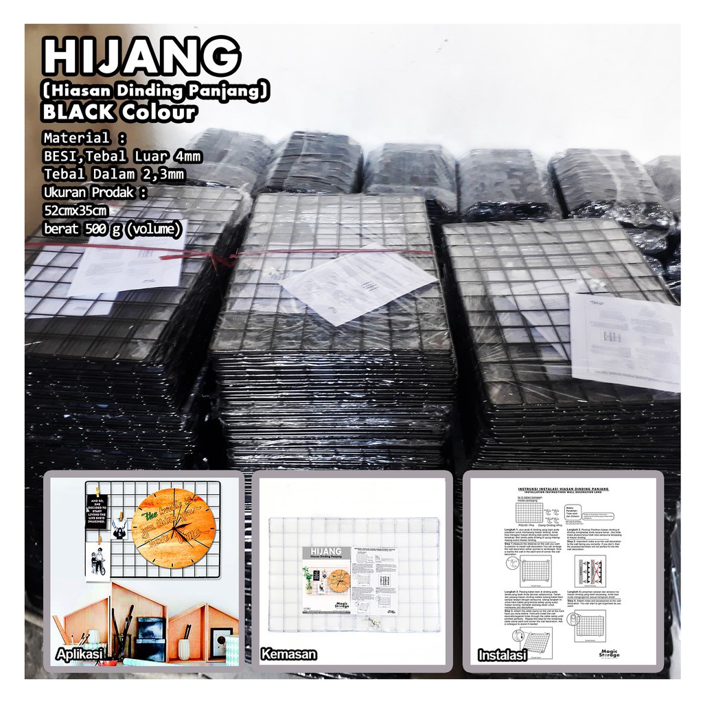 GUNINCO HIJANG 52 Hiasan Kerajang Besi Memo Organizer Rak Dinding Gantung Foto Wire Grid Mesh