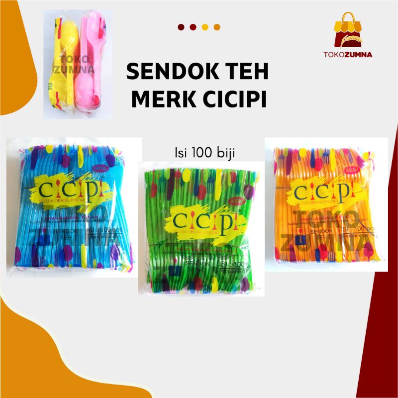Sendok Teh Plastik Warna Merk Cicipi / Sendok Teh Plastik 100 pcs / Sendok Teh Plastik Pendek
